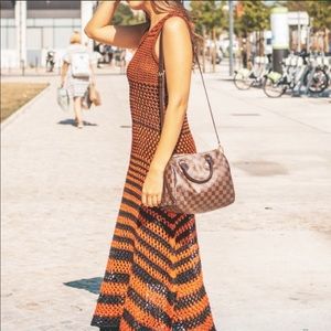 Zara 2018 red & black sleeveless knit maxi dress M